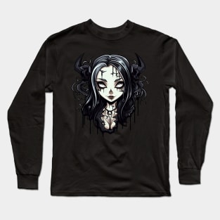 Goth Waifu Cat Girl Demon Long Sleeve T-Shirt